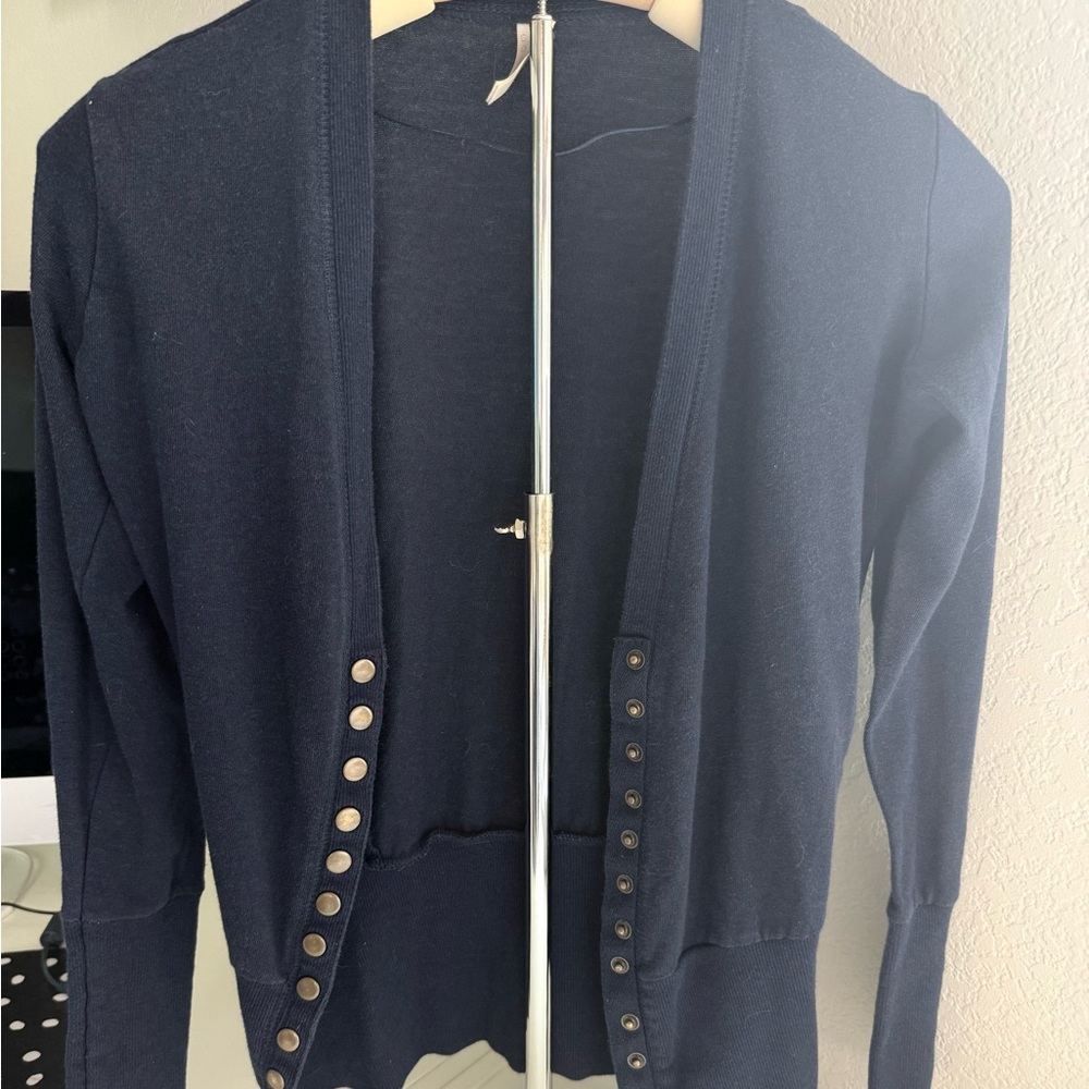 3 Lightweight cardigans.  sold together, orange blue and green.